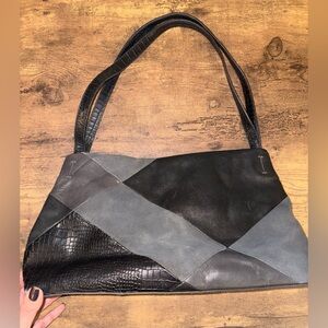 Lucky Brand Black and Gray Women's Genuine Leather Handbag